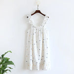 2026 New Women's Summer Cotton Yarn, Pure Cotton Suspender Sleepwear Loose Medium to Long Sweet and Cute Long Skirt Home Wear