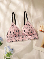 Kawaii Cat Print Triangle Bralette Women Wireless Thin Cup Bra Cute Pink Soft Breathable Daily Lingerie For Teen Girls MR2844