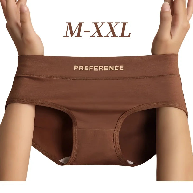 3Pcs/Set Women Soft Cotton Panties Mid Waist Briefs in Warm Tan Minimalist Intimates Breathable Stretch Underwear Size M-2XL