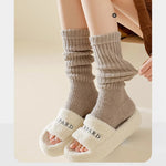 Women's warm knitted socks, autumn and winter Korean version long leg stacked socks, solid color warm dance yoga knitted socks