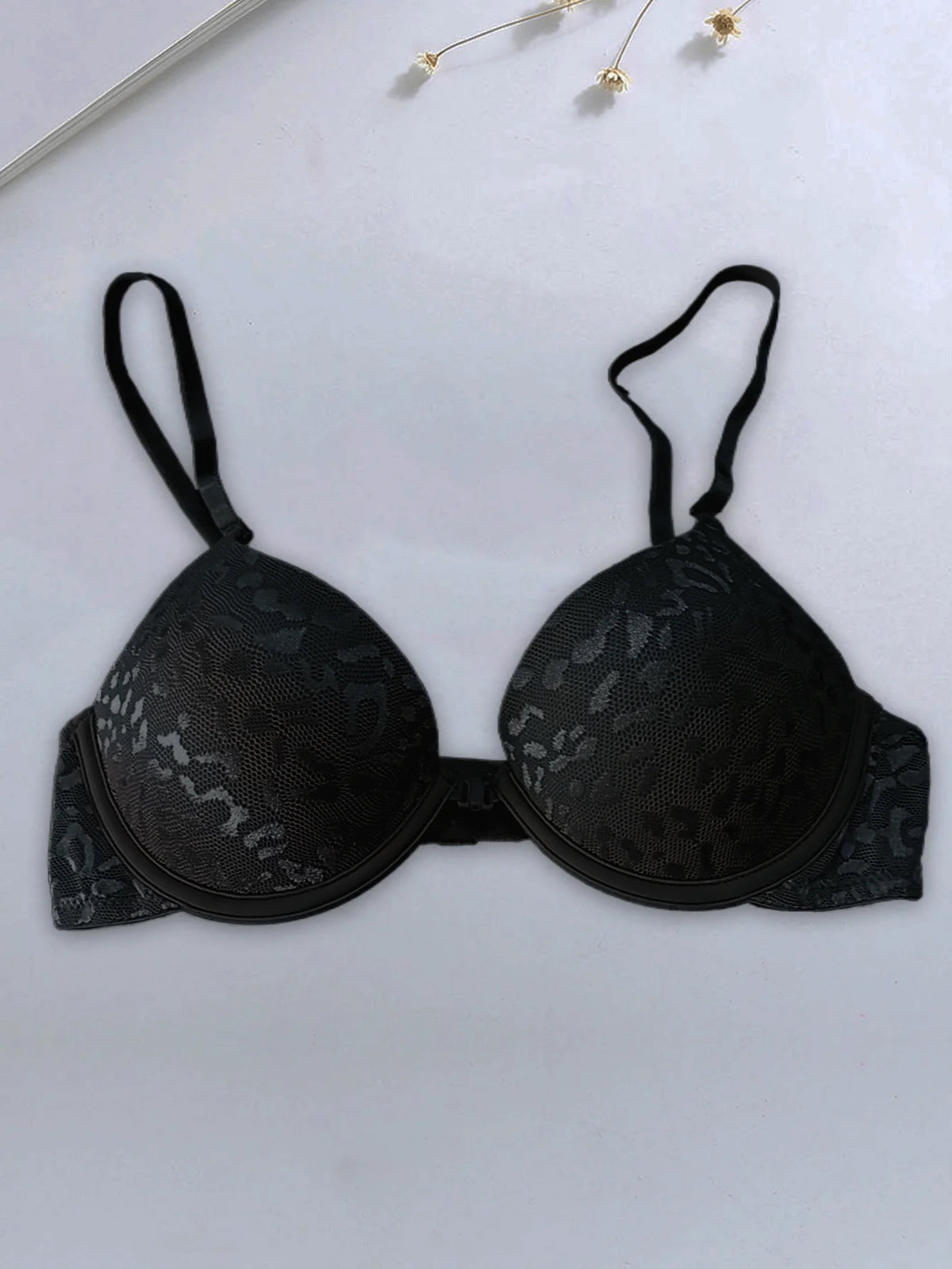 Women's Front Closure Underwire Bra Solid Color Push Up Bralette Sexy Deep V Lingerie Underwear Padded Bra