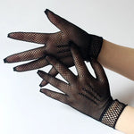 Girls Lolita Lace Hollow Out Gloves Women Ceremony Etiquette Mesh Thin Mittens Gothic Punk Sexy Glove Black White Soft Elastic