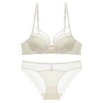 French Front Button Lace Bra Set for Women Sexy Spaghetti Strap Thin Push Up Bra Breast Collection Smooth Brief Sets Lingerie