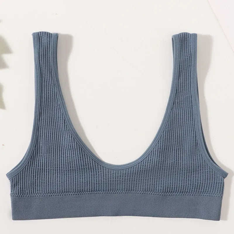 Ribbed Seamless U-Back Bralette Women's Push Up Tube Tops Wire Free Plunge Underwear Sexy Lingerie Small Cup Intimates M-XL