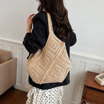 Yarn Hollow Out Large Capacity Shoulder Bags Summer New Ladies Bags Casual Soft Versatile Women's Handbags