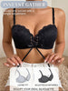Women's Front Tie Push-Up Bra Solid Seamless Back Adjustable Side Gathering Anti Slip Lace Ladies Lingerie