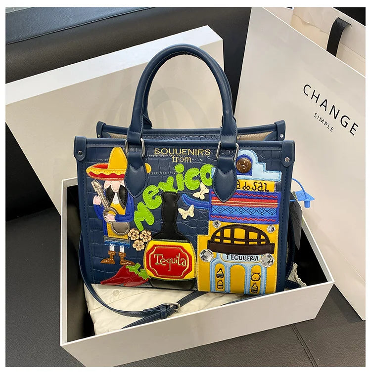 Design Patchwork Zipper 2026 Hot Sale Women's Bags Retro High Quality Women's Bags PU New Personality Stylish Shoulder Bags