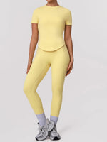 2 Pieces Sportswear Women Yoga Shorts Set Short Sleeve Sports T Shirts High Waist Hip Lifting Running Leggings Fitness Outfits