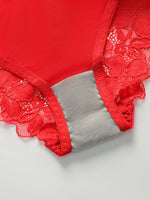 New Fashion Red Lace Set Sexy Lingerie Set 2-piece Solid Color Women's Underwear Set J3431