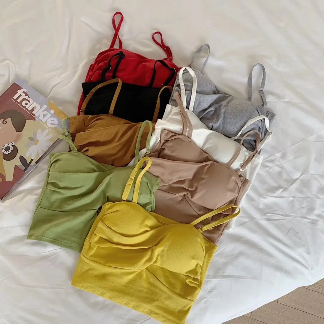 Women Tank Crop Top Sexy Bra Tops Seamless Underwear Female Crop Top Wireless Lingerie Padded Camisole Intimate