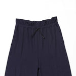 Women's Layered Decorative Waist Casual Shorts Navy Blue Waist Drawstring Wide Leg Knee Shorts Casual Culottes For Women TSP2