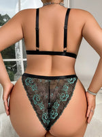 Women's Plus Size Lingerie Sexy Lace Edge Bras and Pants Two-piece Comfortable Gathering Large Underwear Front-button Bra Sets