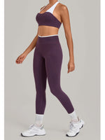 2 Pieces Color-block Yoga Sets WomenHanging Neck Sports Bra High Waist Pants Built-in Pockets Outdoor Fitness Workout Suit