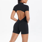 Women's Seamless Yoga Jumpsuits Sports Fitness Zipper Open Beauty Back Hip-lifting One-Piece Running Training Workout Bodysuits