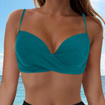 Women's Sexy Bikini Bra Fashion Push Up Underwear Swimsuit Solid Color Cross Tie Bra Pad No Steel Swimsuits Bikini Lenceria