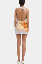 Summer Print Slim Mini Dresses Women Fashion Sexy Backless Leace-up Package Hip Sleeveless Short Dress Female Streetwear Vestido
