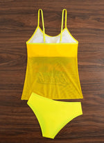 Summer Swimwear for Women Tankini Sets Swimsuit Vintage Padded Mesh Bathing Suit Print Beachwear Female Women's Swim Wear 2025