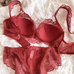 MOYISU Minimizer Bra French Lace for Large Bust, Anti Sagging Full Coverage Push Up Underwire Set, Sensuous Women Sexy Bra & Set