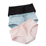3Pcs/Set Cotton Panties Low Waist Briefs Solid Color Lingerie Women Underpants Comfy Breathable Underwear Intimates