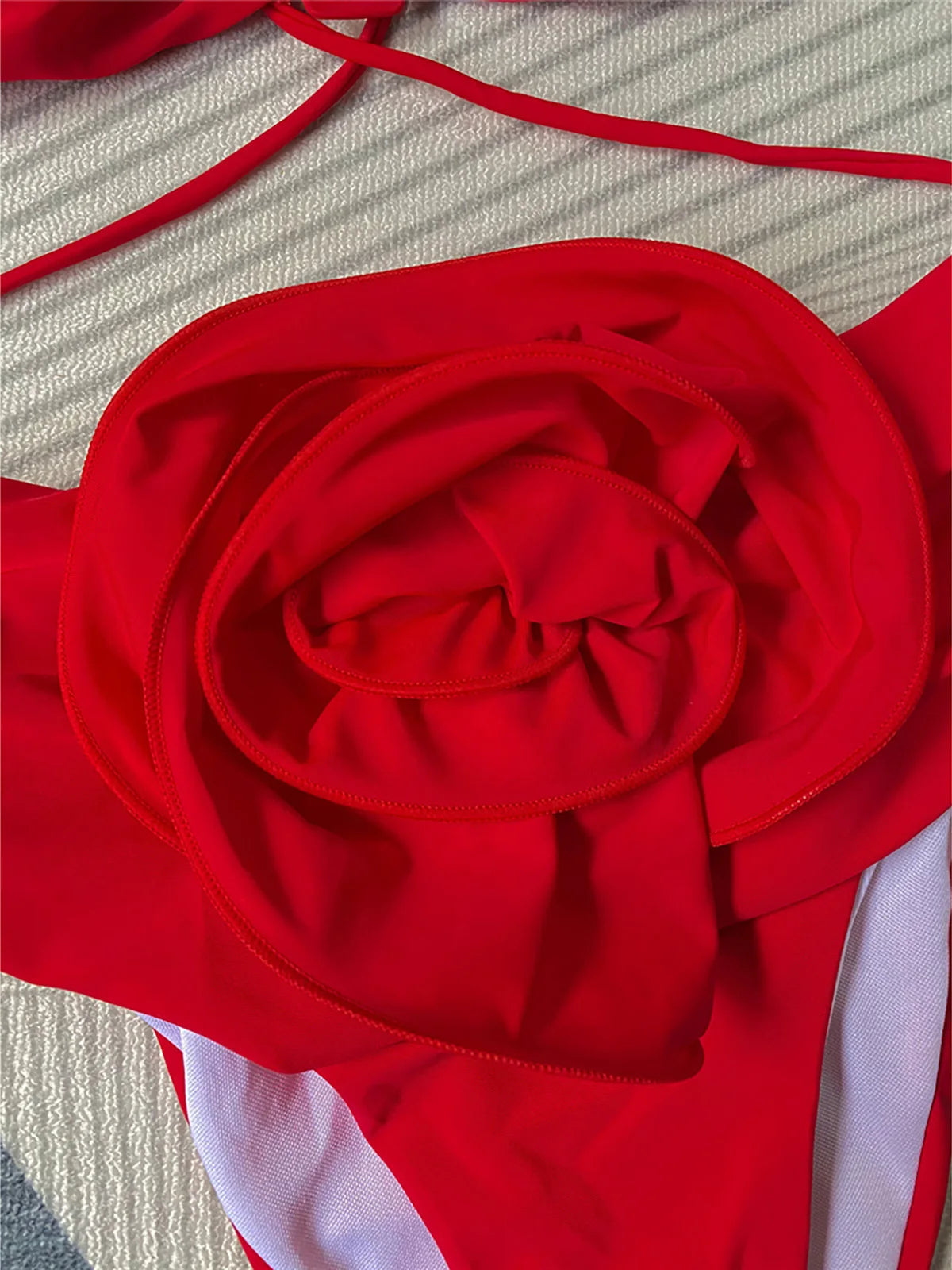 Sexy 3D Flower Wrinkled Female Swimsuit High Waist Bikini Women Swimwear Two-pieces Bikini set Bather Bathing Suit Swim Y4939