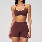 New Tight Yoga Set Women Breathable Quick Drying Sports Bra High Waist Shorts Fitness Suit Outwear Leisure Workout Gym Tracksuit