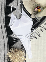 DEKA Backless One Piece Swimsuit Vintage V-neck Swimwear Women Bathing Swimming Suit Female Summer Beachwear Bodysuit