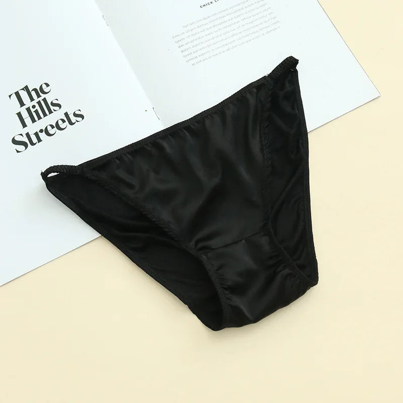 Women Underwear Mulberry Silk Panties Comfortable Breathable Low Waist Underpants Luxury Silk Smooth Briefs Sexy Girl Underwear