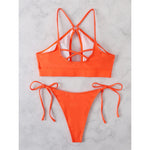 Cut Out Halter Bikini Female Swimsuit Women Swimwear Two-Pieces Bikini Set Padded Strappy Bather Bathing Suit Swim Lady V3423