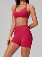2 Pieces Seamless Yoga Sets Women Solid Color Sports Bra Tight Fitting Peach Buttocks Shorts Fitness Suit Gym Running Tracksuit