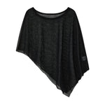 Women Shawl Wrap Tops Elegant Shiny Sequins Fine Mesh Shoulder Knit Cover-up for Spring Summer