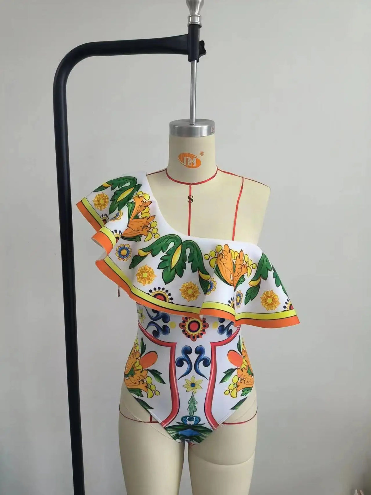 2024 Women Swimwear 2PC Cover-up Swimsuit Ruffle Solid Printed Deep V One-piece Monokini Kimono Bikini Suit Summer Beachwear