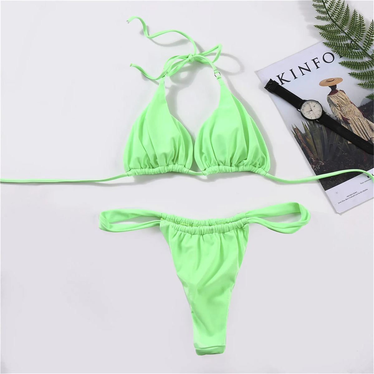 Sexy Bikini Set Two Piece Swimsuit Bikini Set Push Up Bra Solid Thong Women Swimwear Beachwear Bathing Suit Traje De BañO 2024