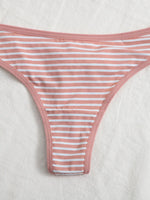 3Pcs Women's Cute And Fresh Multi-color Striped Underwear Thong Without Trace Antibacterial Daily Casual Underwear Thong C364