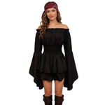 Women Solid Color Flowy Shorts Romper Off Shoulder Long Flare Sleeve Cinched Waist Ruffled Jumpsuit for Daily Party Club