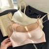 One-piece Seamless Wireless Square Neck Bra Women Adjustable Thin Strap Daily Brassiere Everyday No-Show Underwear S-XL