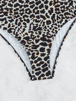 Sexy Push Up Leopard Swimwear One Shoulder Ring Linked High Waist One Piece Swimsuit Beach Wear Bathing Suit Bodysuit Monokini