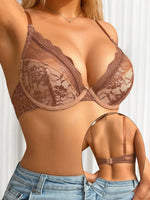 Beautiful fashionable colored strip steel support underwear thin lace semi transparent women's underwear sexy Lingerie HR2635