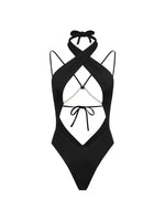 Sexy Hollow Out One Piece Swimwear Push Up Women's Swimsuit2024 Trend Solid Bath suits Halter Monokinis Summer Beachwear