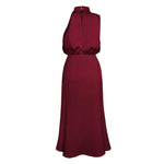 Foridol One Shoulder Turtleneck Tank Satin Women Party Dress Robe Zip Sleeveless Elegant Vintage Folds Women Clothing 2025