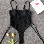 Neon Green Tummy Cut Out Female Swimwear One Piece Swimsuit Women Thong String Monokini High Leg Cut Bathing Suit Swim Bodysuit