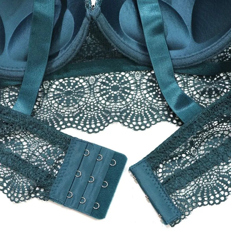 Beauwear Elegant Rhinestone Straps Scallop Trim Bra for women Contrast Lace Push Up Bras 80B 85B 90B 95B-137