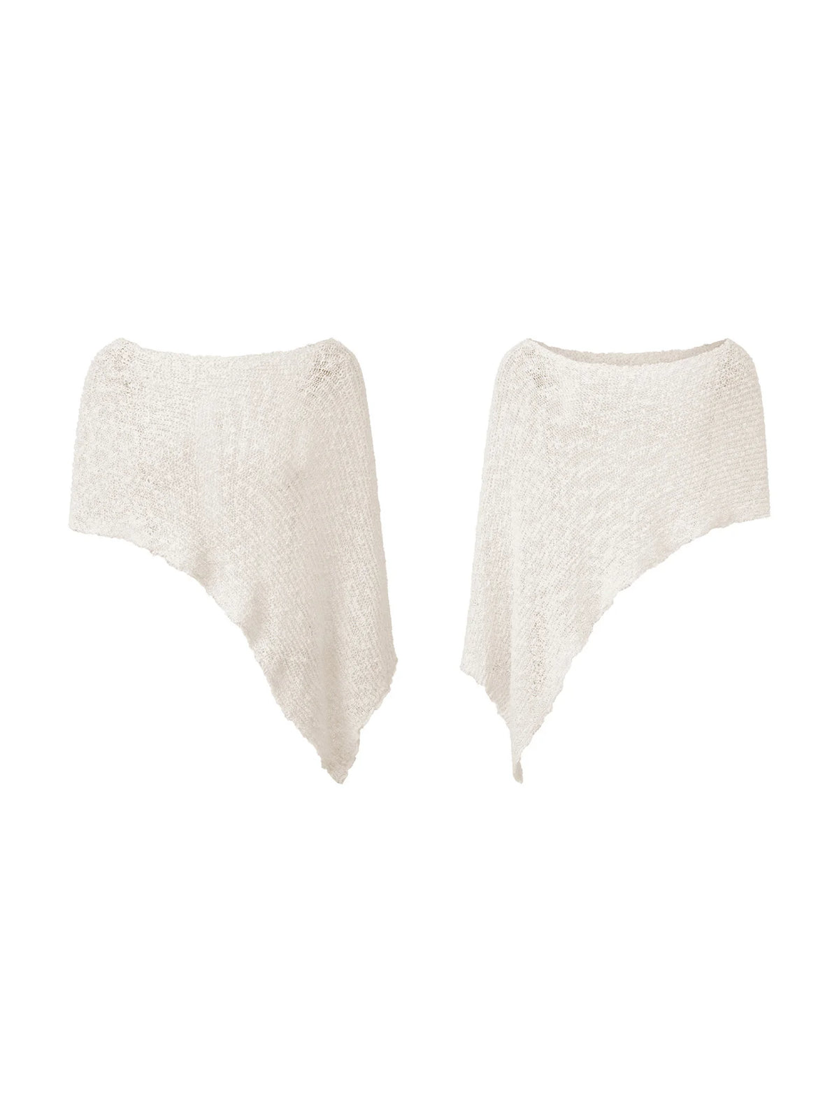 Women Loose See Through Boat Neck Off Shoulder Asymmetrical Crop Coverup Tops Spring Summer Holiday Beach Knitted Poncho