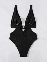 Deep V Neck Cut Out Women Swimwear One Piece Swimsuit Female High Leg Cut Monokini Bather Backless Bathing Suit Swim Beachwear