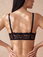 Women Floral Lace Bra Front Closure Wire‑free Thin Triangle Cup Comfort Everyday Sexy Lingerie