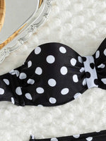 Sexy Black Polka Dot Print Bikini Set 2026 Women Pleate Push Up Drawstring Side High Waist Swimsuit Beach Bathing Suit Swimwear