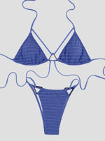 Sexy Wrinkled Halter High Cut Bikini Female Swimsuit Women Swimwear Two-pieces Bikini set Hollow Out Bather Bathing Suit Swim