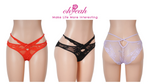 Red Lace Criss Cross Panty for Women See Through Mesh Hollow Out Bow Thong Underwear Plus Size M-3XL