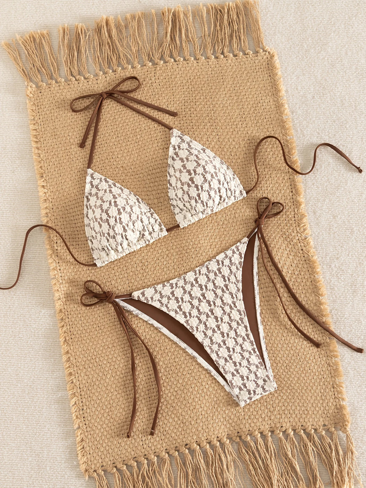 ZTVitality Sexy Lace Patchwork Bikini Set 2026 New Arrival Halter Bandage Swimwear Women's Swimwear Summer Beachwear Biquini