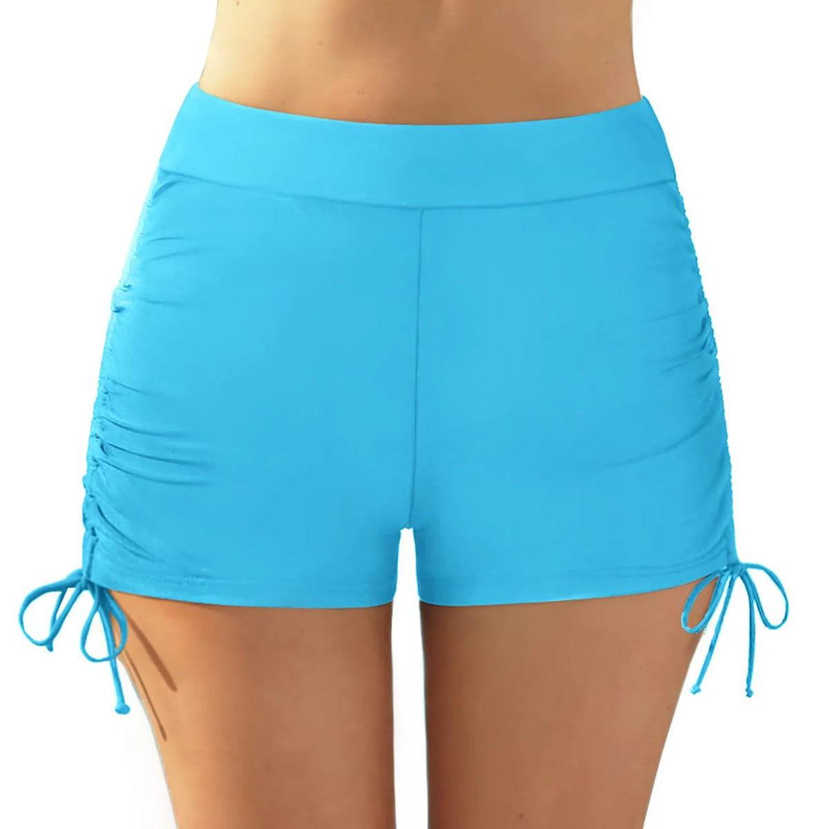 Beach Bathing Suit Women High Waist Bikini Bottoms Swim Briefs Drawstring Beach Shorts Solid Leopard Bikini Ruched Swim Bottoms