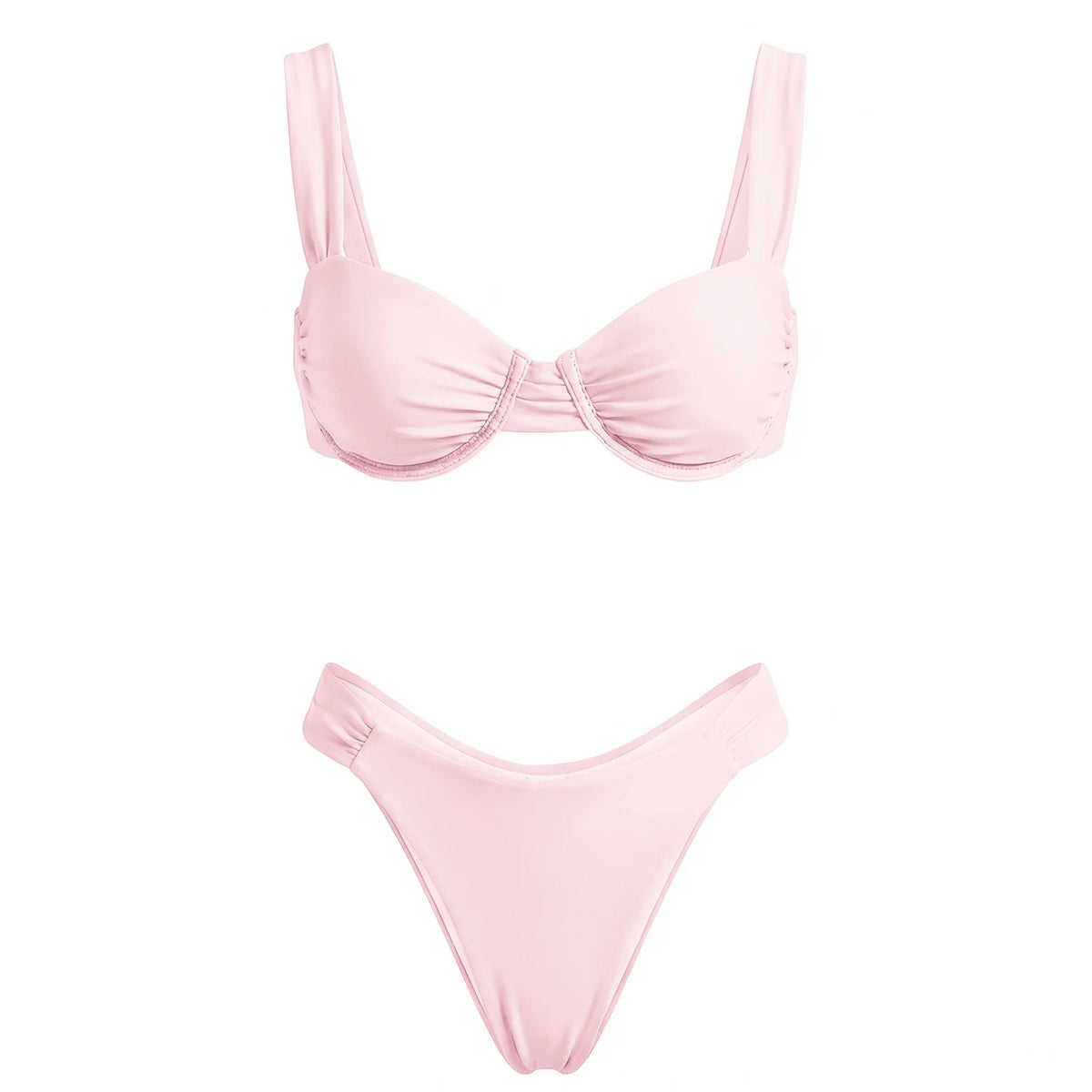 Women Solid Color Bikini Set Sleeveless Bra and Low Waist Briefs 2026 Summer 2 Piece Bathing Suits Beach